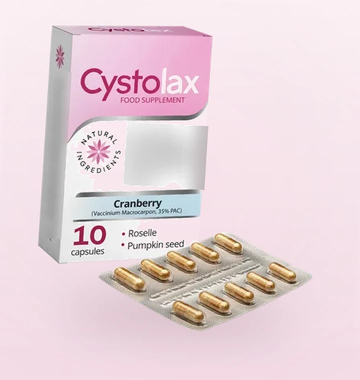 Cystolax — Schachtel und Blister mit zehn Kapseln