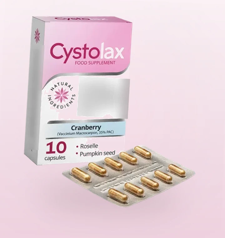 Cystolax — pakend ja blister kümne kapsliga