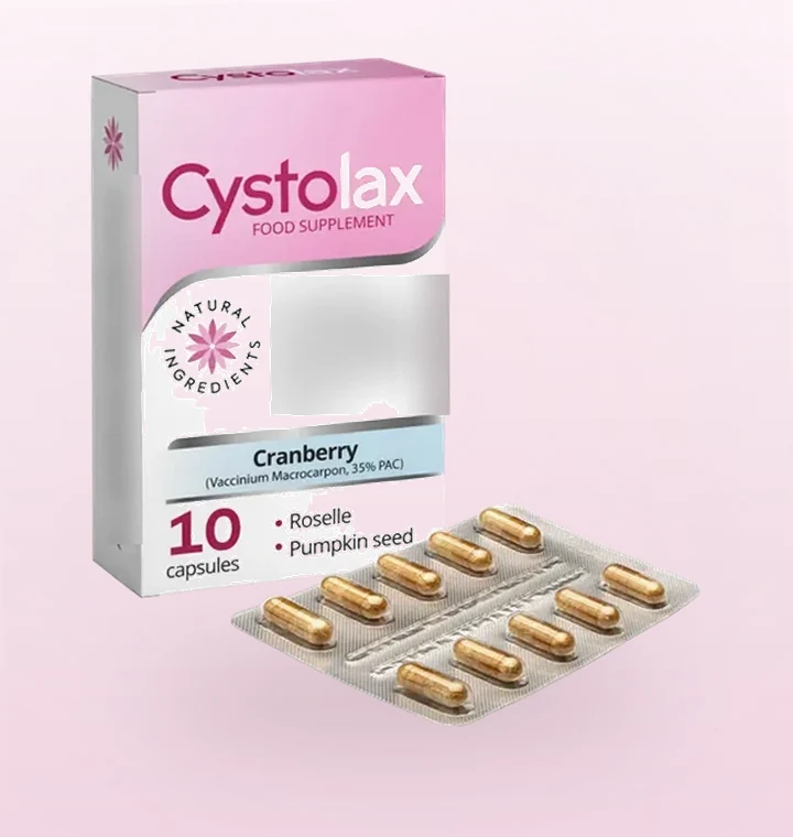 Cystolax — κουτί και κυψέλη με δέκα κάψουλες