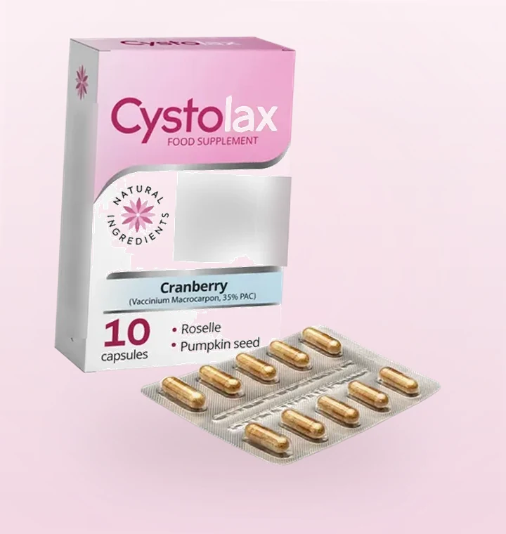 Cystolax — astuccio e blister da dieci capsule
